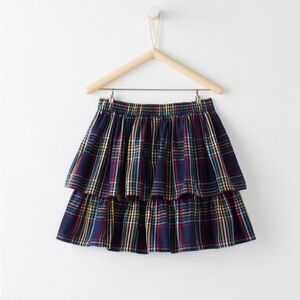 Hanna Andersson Navy Plaid Tiered girls Skirt
